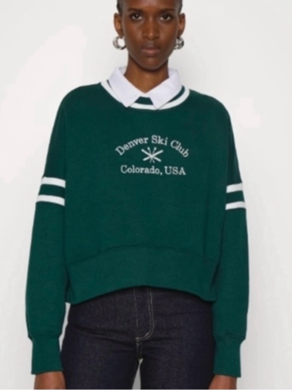 NWT Abercrombie & Fitch Dark Green 'Denver Ski Club' Pullover Sweatshirt